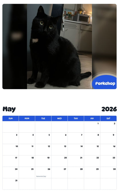 2026 - 2027 Porkchop - Pawidols Pet Calendar