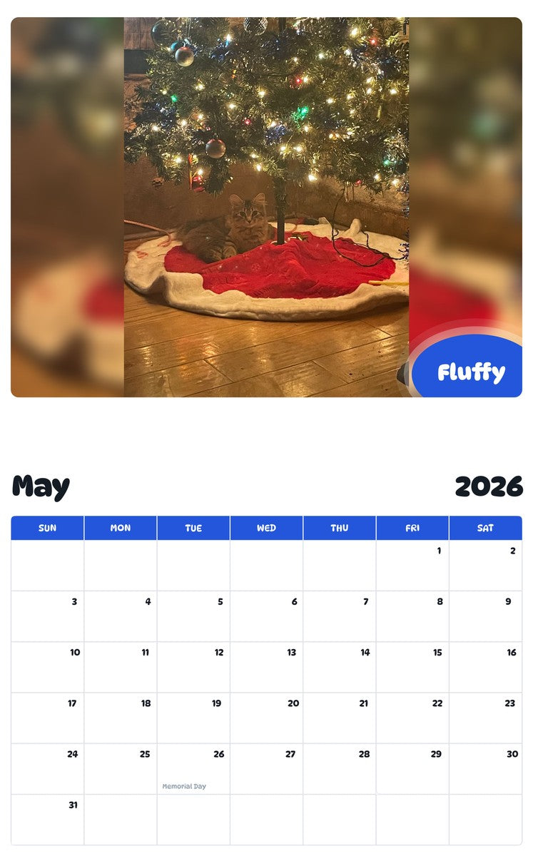 2026 - 2027 Fluffy - Pawidols Pet Calendar