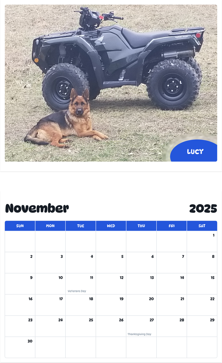 July 2025 - June 2026 Lucy - Pawidols Pet Calendar