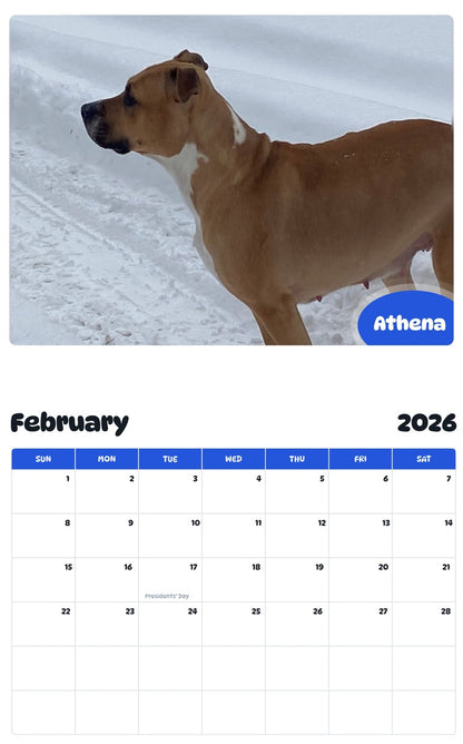 October 2025 - September 2026 Athena - Pawidols Pet Calendar