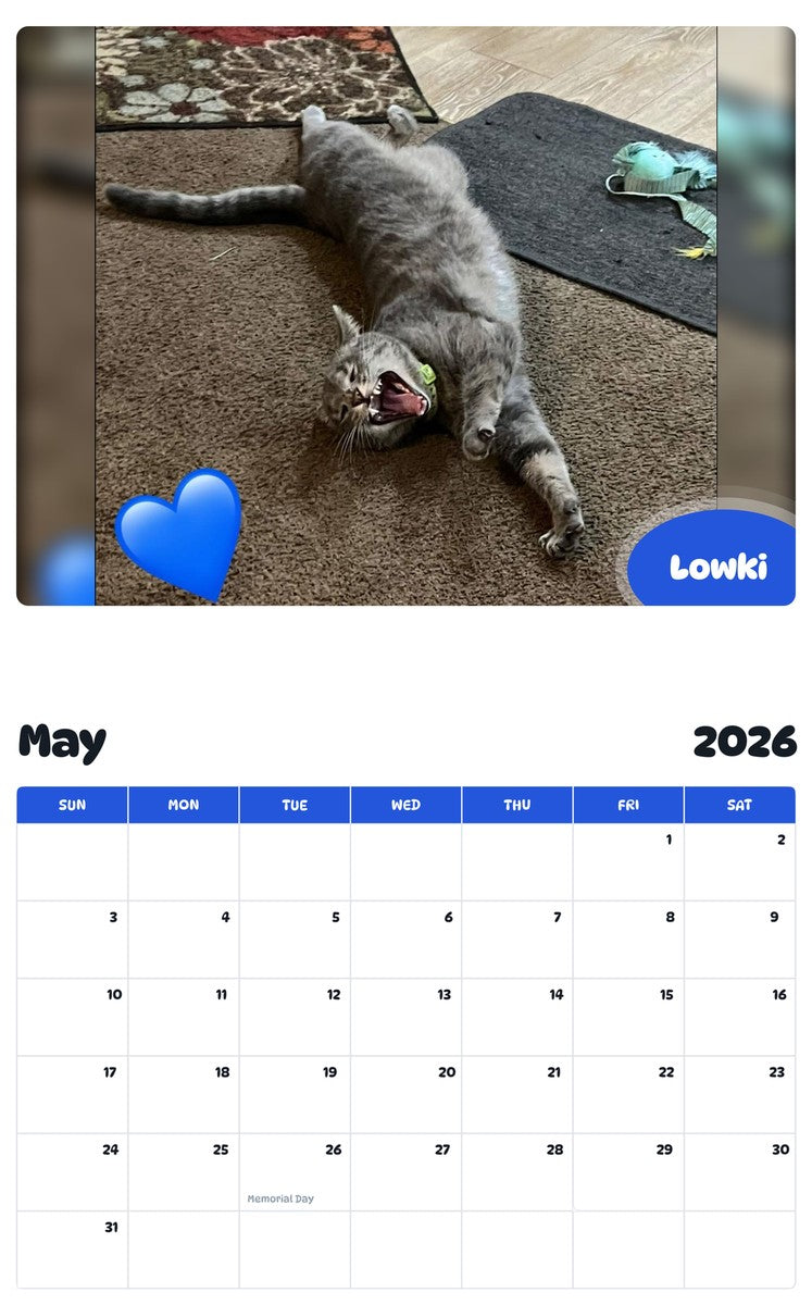 2026 - 2027 Lowki - Pawidols Pet Calendar