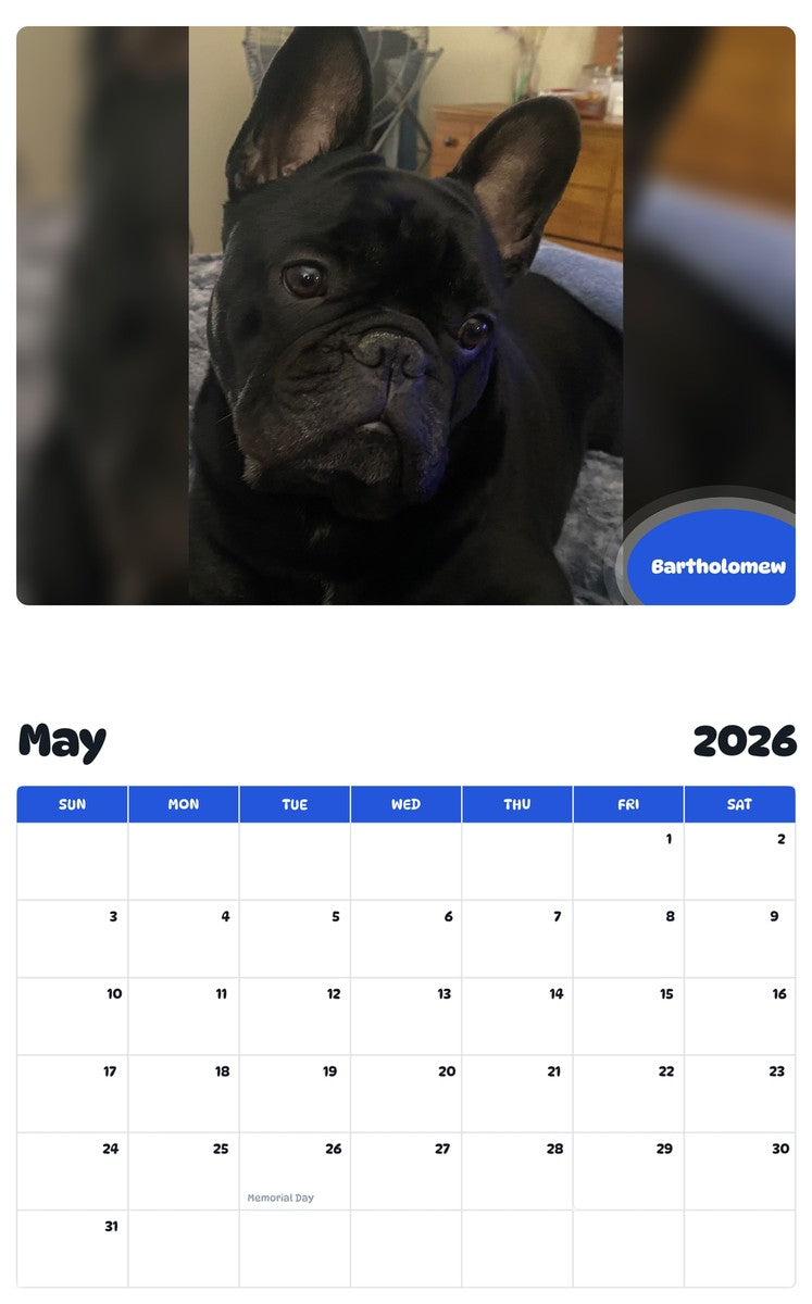 2026 - 2027 Bartholomew - Pawidols Pet Calendar