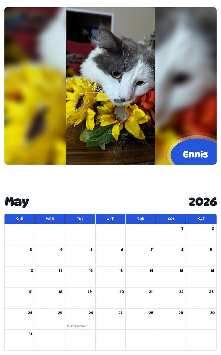2026 - 2027 Ennis - Pawidols Pet Calendar