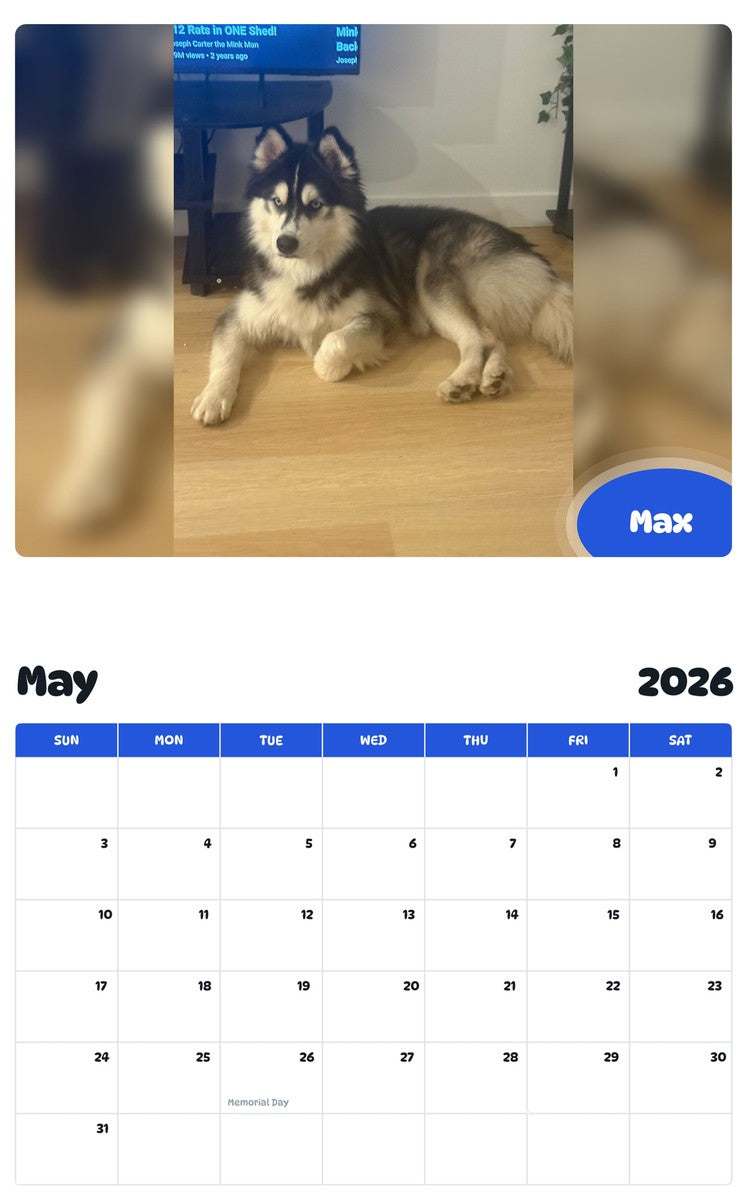 2026 - 2027 Max - Pawidols Pet Calendar