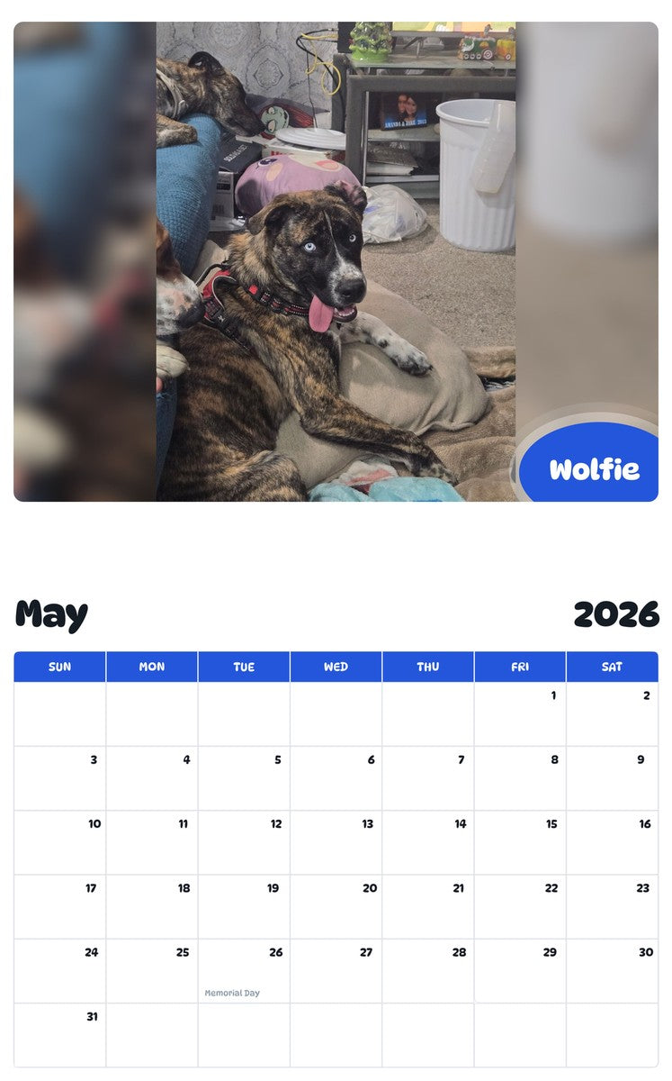 2026 - 2027 Wolfie - Pawidols Pet Calendar
