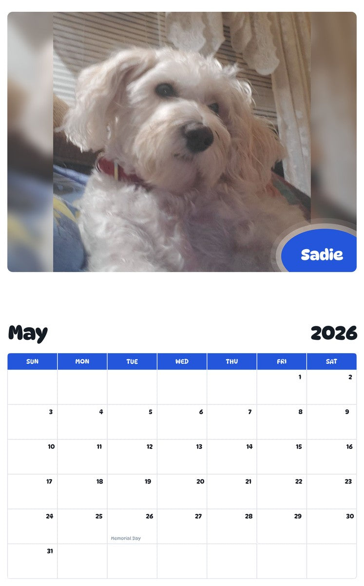 2026 - 2027 Sadie - Pawidols Pet Calendar