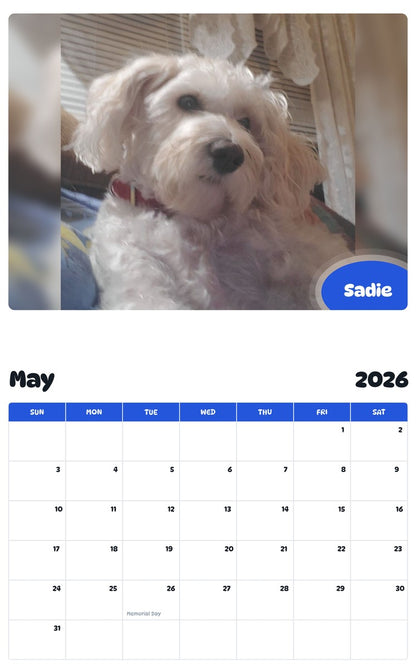 2026 - 2027 Sadie - Pawidols Pet Calendar