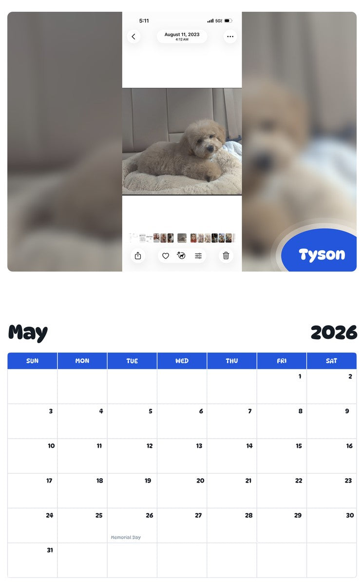 2026 - 2027 Tyson - Pawidols Pet Calendar
