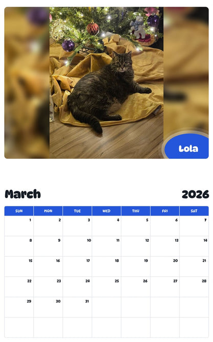 November 2025 - October 2026 Lola - Pawidols Pet Calendar