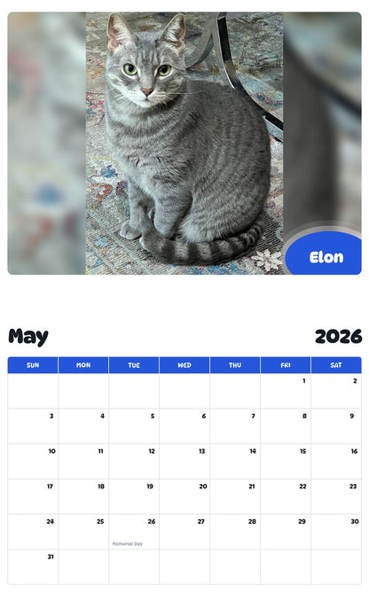 2026 - 2027 Elon - Pawidols Pet Calendar