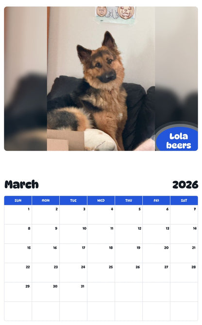 November 2025 - October 2026 Lola beers - Pawidols Pet Calendar