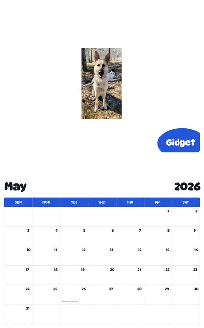 2026 - 2027 Gidget - Pawidols Pet Calendar