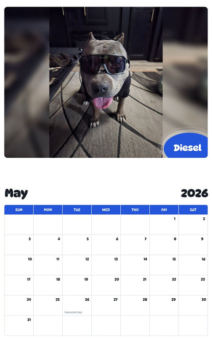 2026 - 2027 Diesel - Pawidols Pet Calendar