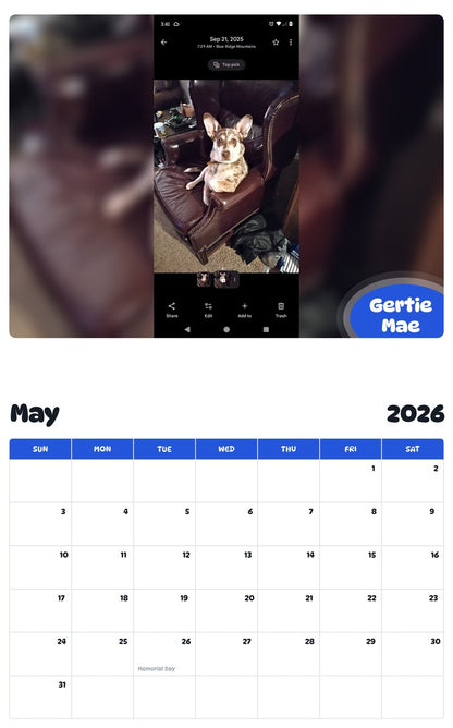 2026 - 2027 Gertie Mae - Pawidols Pet Calendar