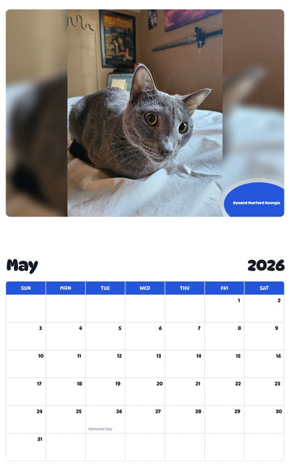2026 - 2027 Rysand Mustard Georgia - Pawidols Pet Calendar