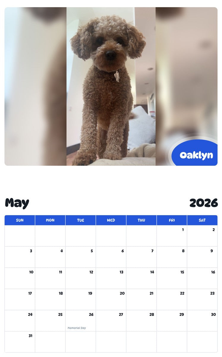 2026 - 2027 Oaklyn - Pawidols Pet Calendar