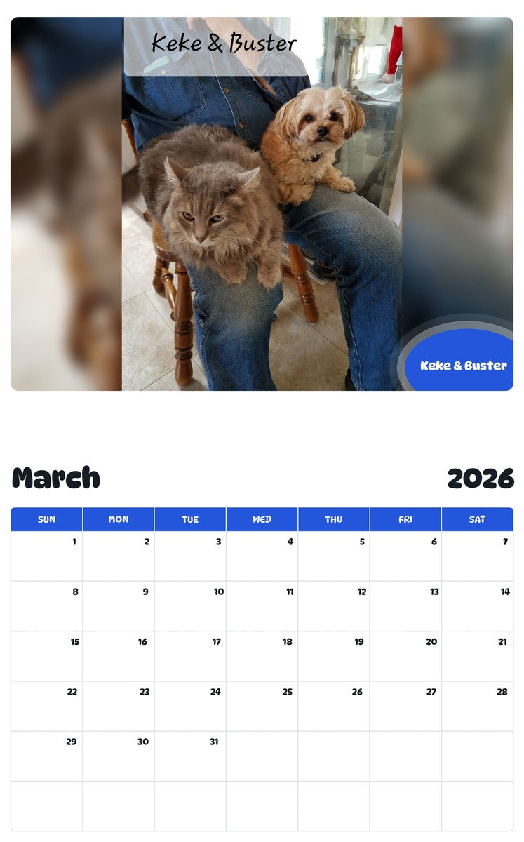 November 2025 - October 2026 Keke & Buster - Pawidols Pet Calendar
