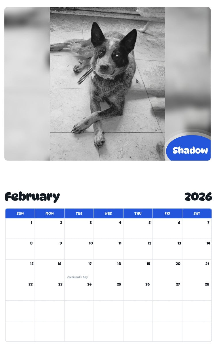 October 2025 - September 2026 Shadow - Pawidols Pet Calendar