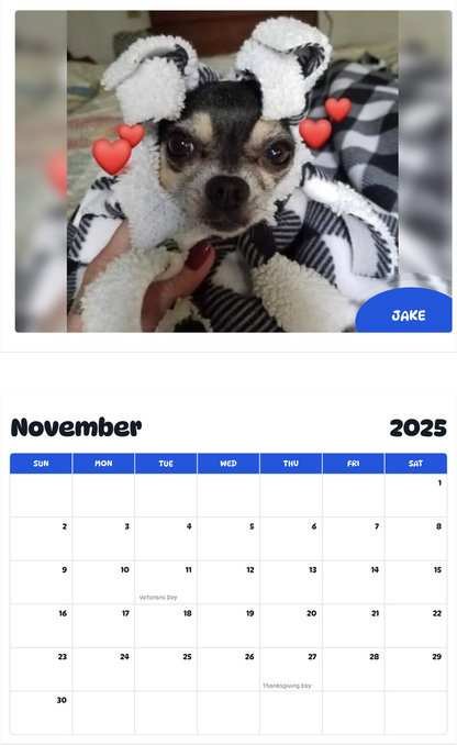 July 2025 - June 2026 Jake - Pawidols Pet Calendar