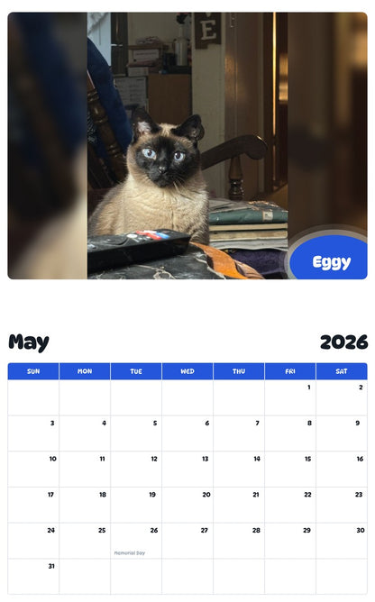 2026 - 2027 Eggy - Pawidols Pet Calendar