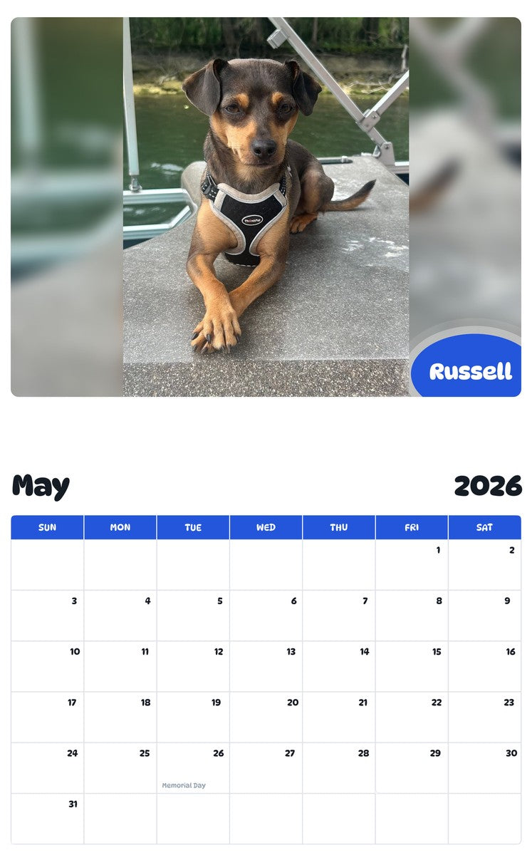 2026 - 2027 Russell - Pawidols Pet Calendar