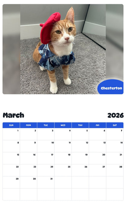November 2025 - October 2026 Chesterton - Pawidols Pet Calendar