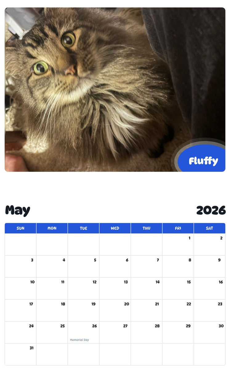 2026 - 2027 Fluffy - Pawidols Pet Calendar
