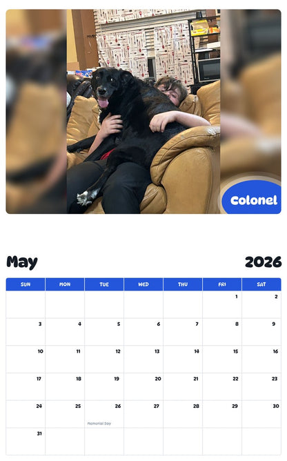 2026 - 2027 Colonel - Pawidols Pet Calendar
