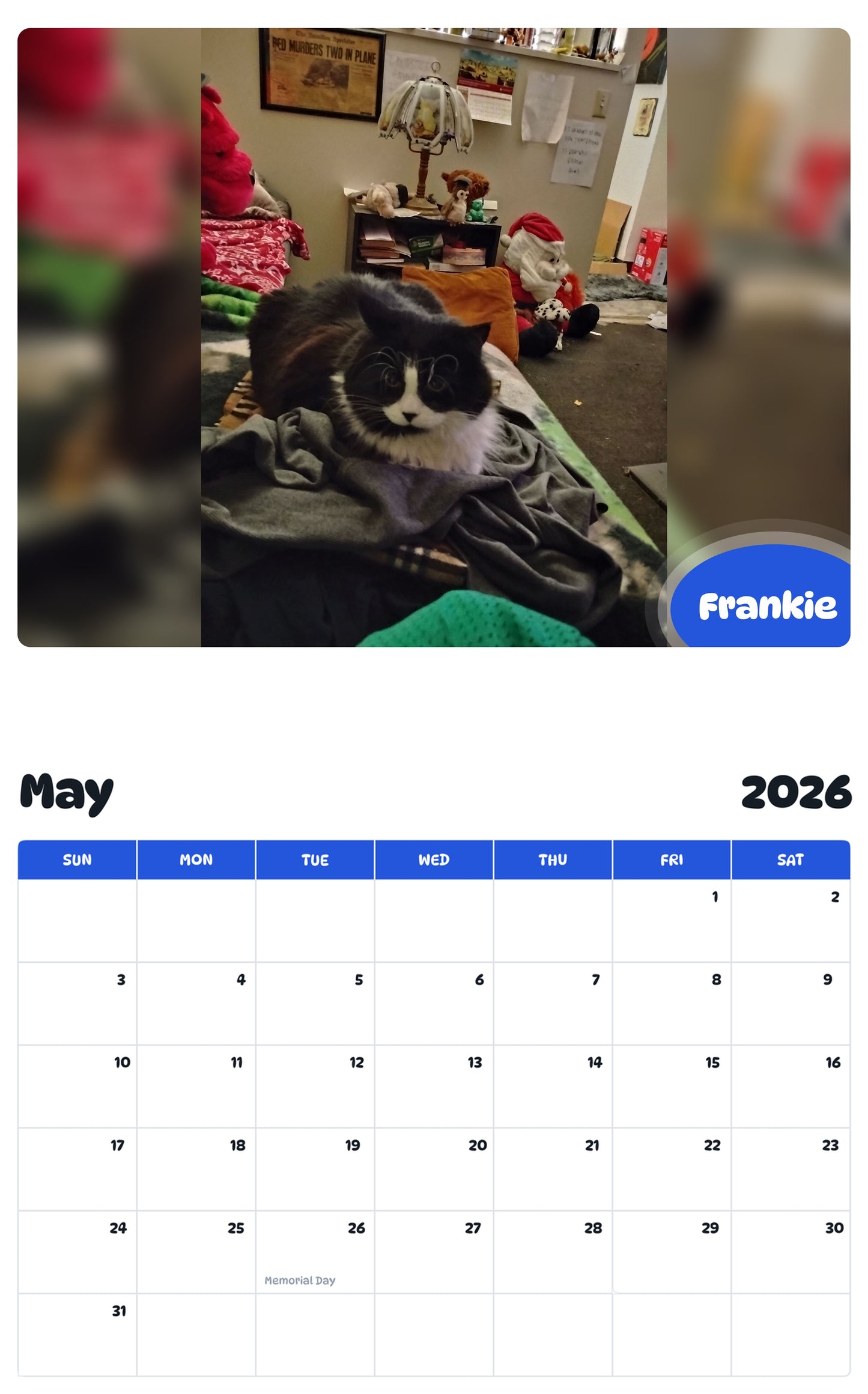2026 - 2027 Frankie - Pawidols Pet Calendar