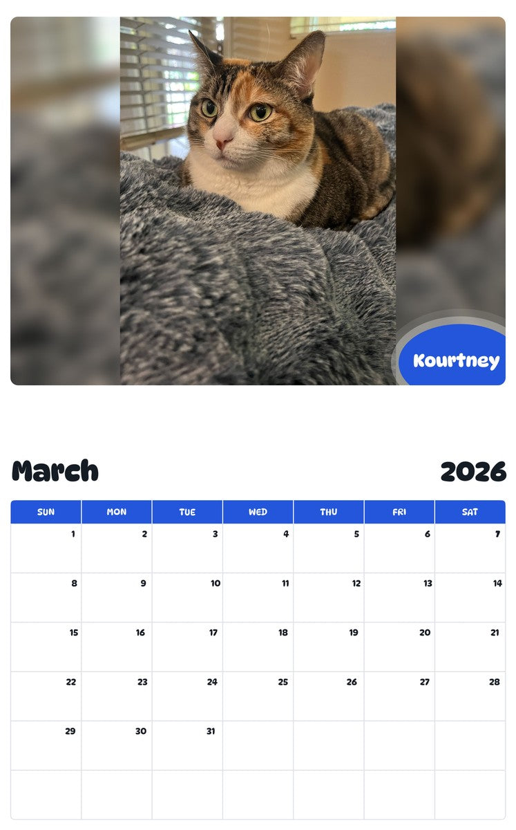 November 2025 - October 2026 Kourtney - Pawidols Pet Calendar
