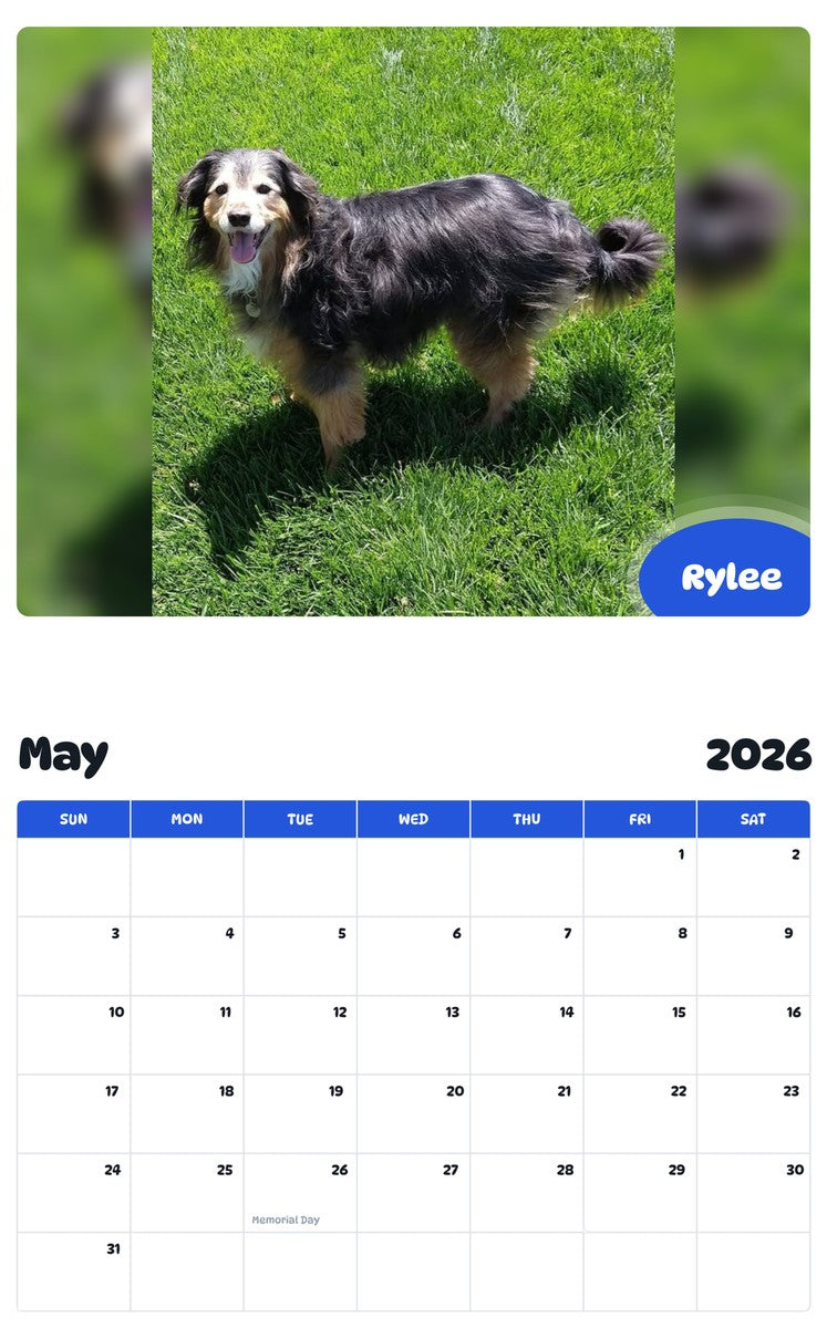 2026 - 2027 Rylee - Pawidols Pet Calendar