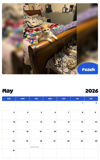 2026 - 2027 Peach - Pawidols Pet Calendar
