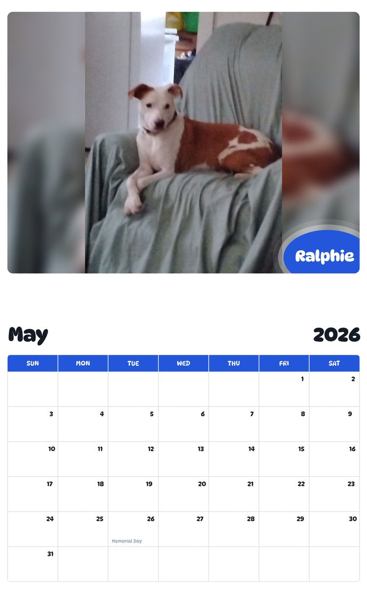 2026 - 2027 Ralphie - Pawidols Pet Calendar