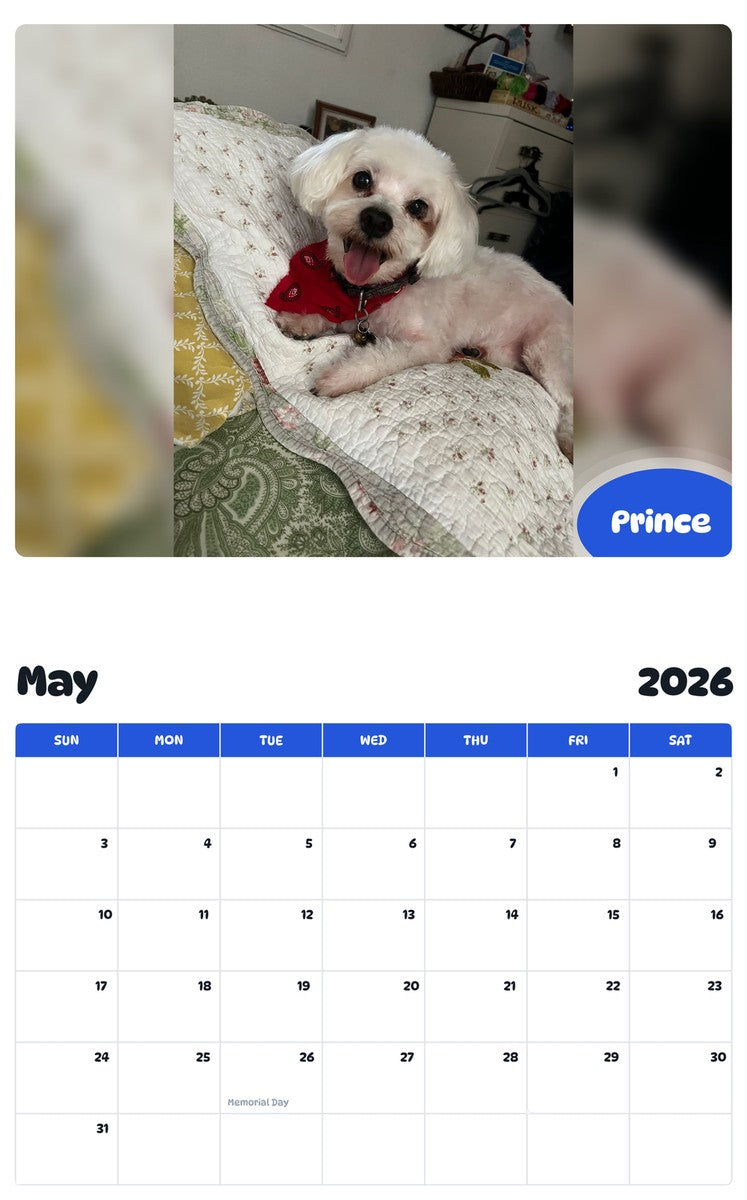 2026 - 2027 Prince - Pawidols Pet Calendar