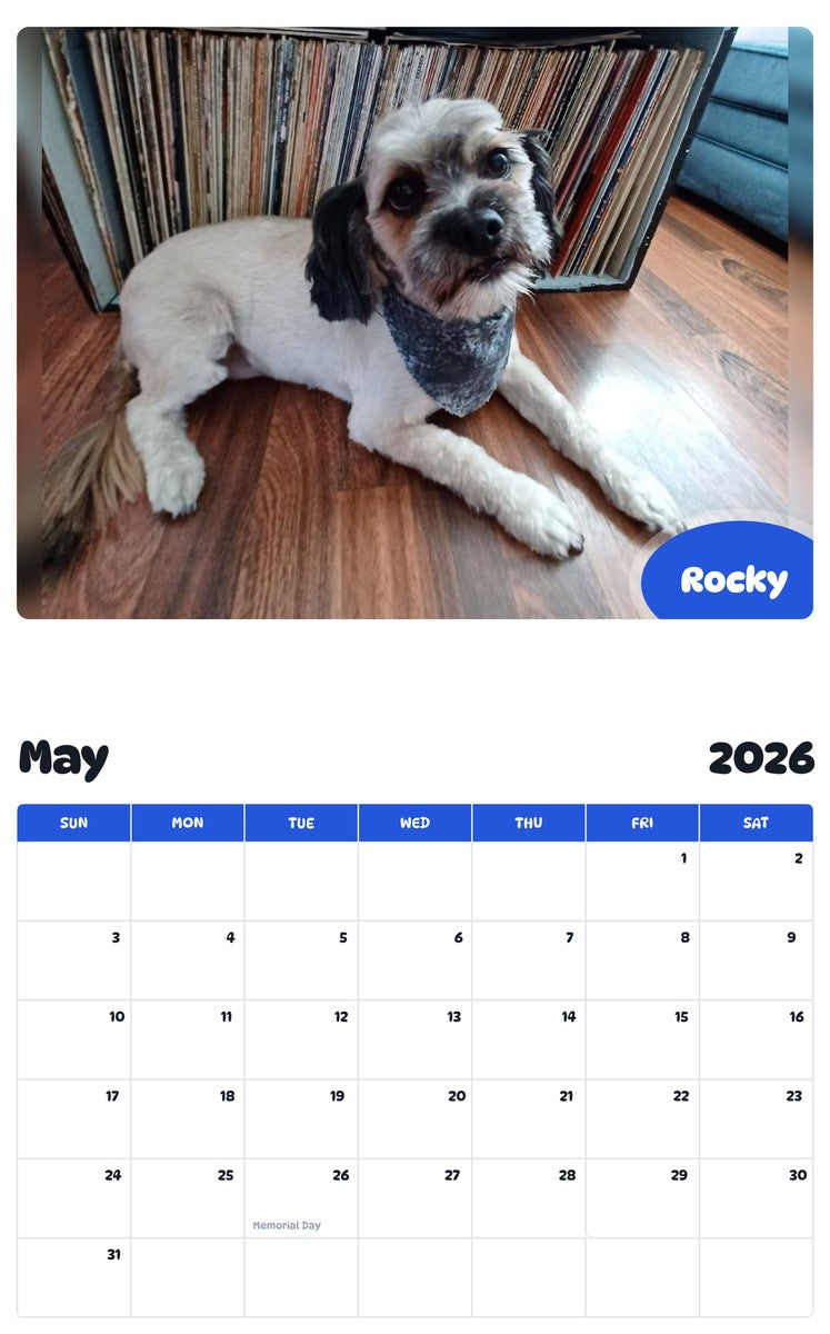 2026 - 2027 Rocky - Pawidols Pet Calendar