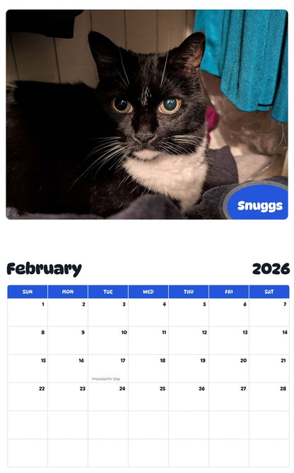 October 2025 - September 2026 Snuggs - Pawidols Pet Calendar