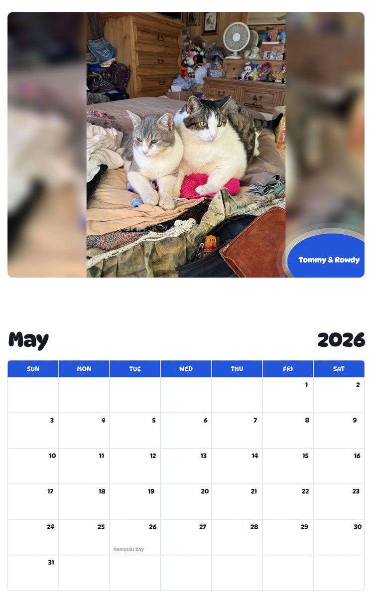 2026 - 2027 Tommy & Rowdy - Pawidols Pet Calendar