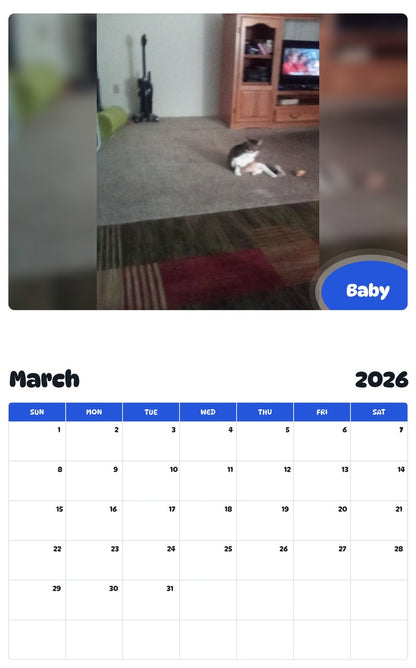 November 2025 - October 2026 Baby - Pawidols Pet Calendar