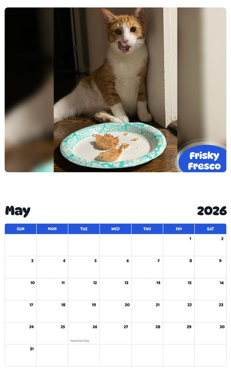 2026 - 2027 Frisky Fresco - Pawidols Pet Calendar