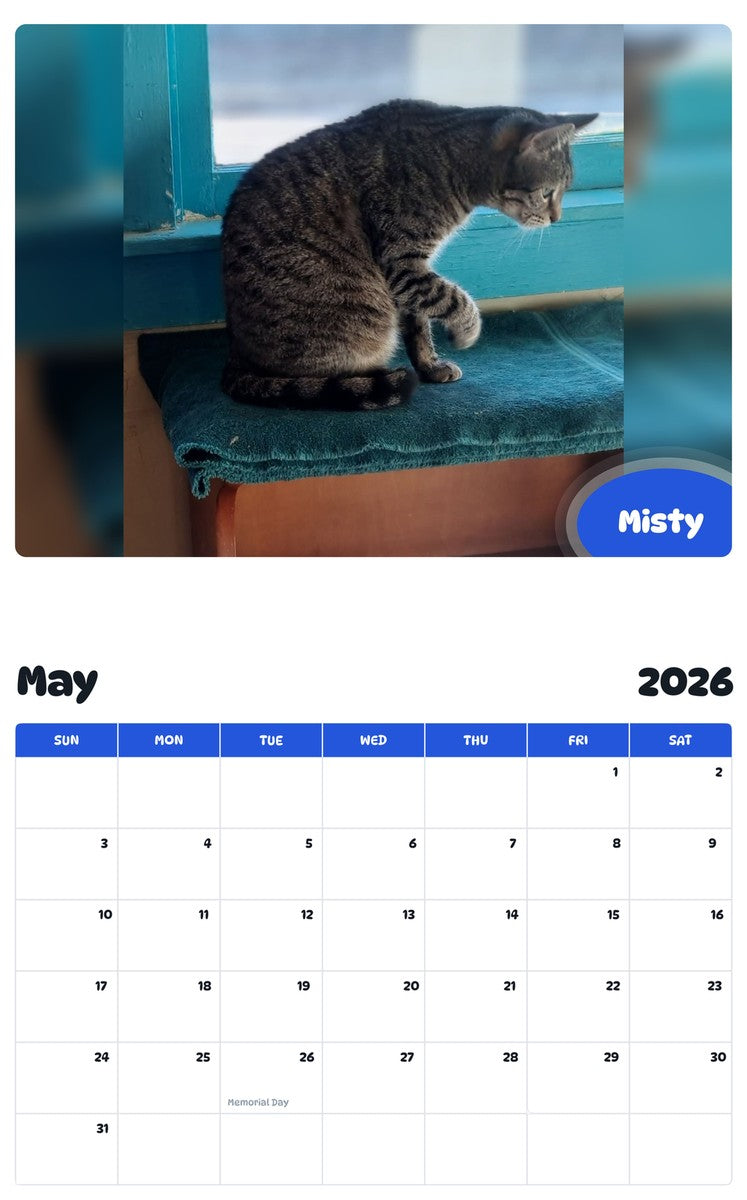 2026 - 2027 Misty - Pawidols Pet Calendar
