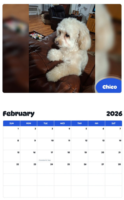 October 2025 - September 2026 Chico - Pawidols Pet Calendar