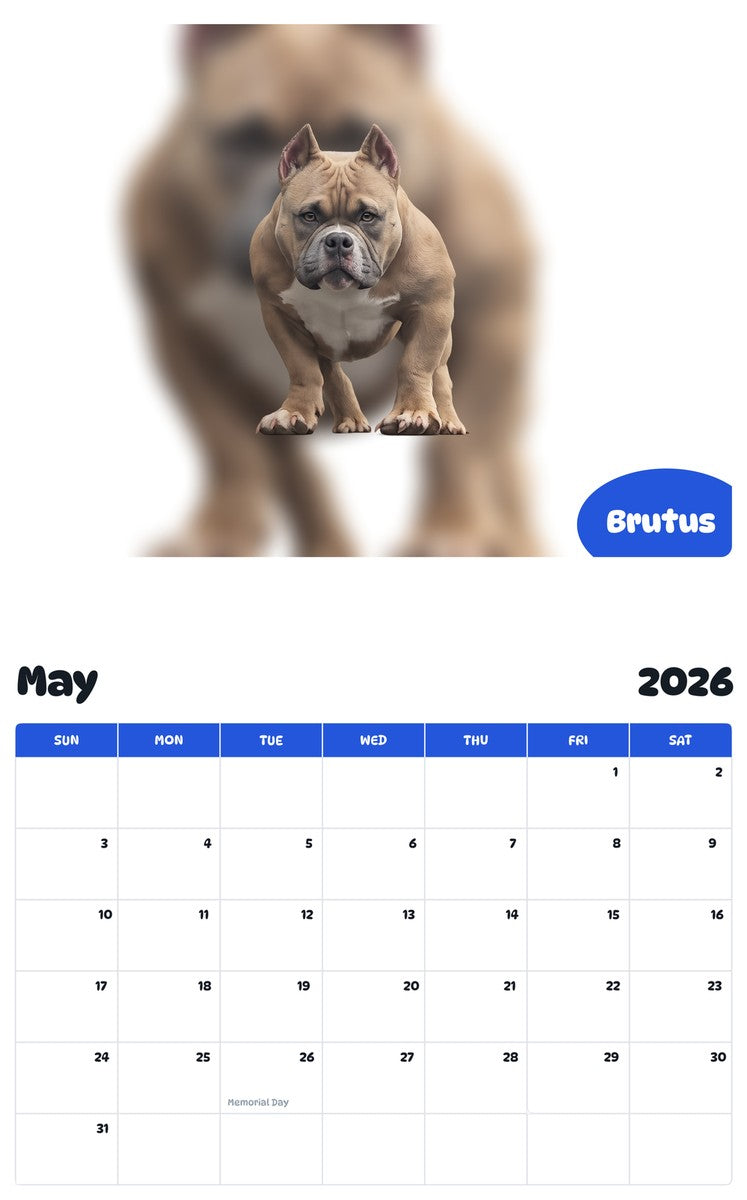 2026 - 2027 Brutus - Pawidols Pet Calendar