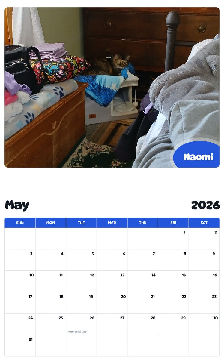 2026 - 2027 Naomi - Pawidols Pet Calendar