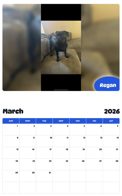 November 2025 - October 2026 Regan - Pawidols Pet Calendar