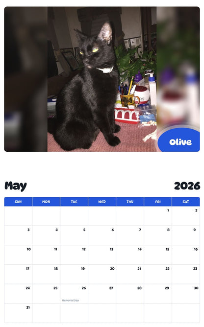 2026 - 2027 Olive - Pawidols Pet Calendar