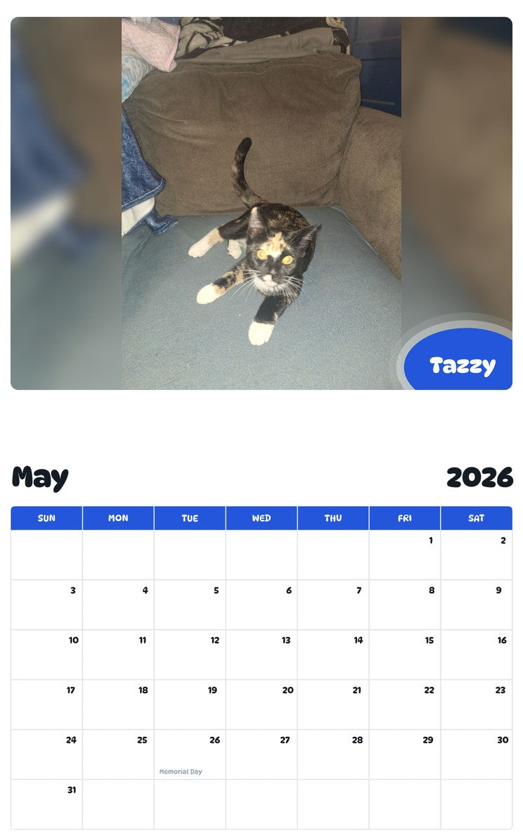 2026 - 2027 Tazzy - Pawidols Pet Calendar