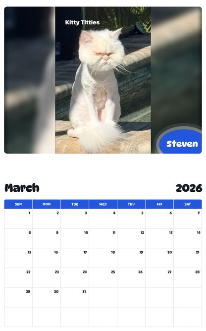 November 2025 - October 2026 Steven - Pawidols Pet Calendar