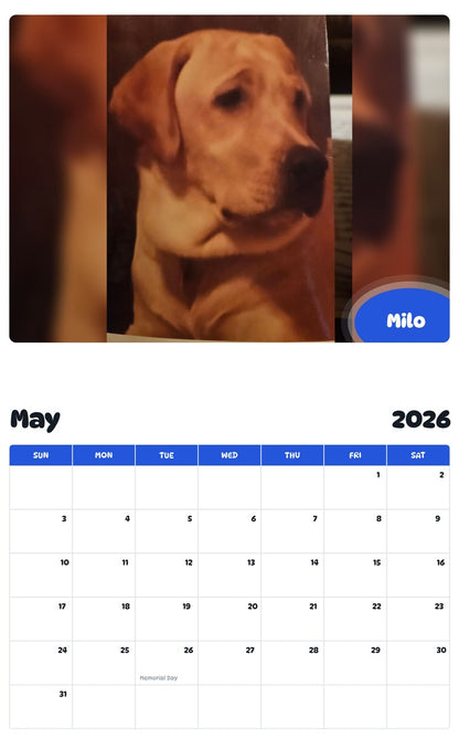 2026 - 2027 Milo - Pawidols Pet Calendar