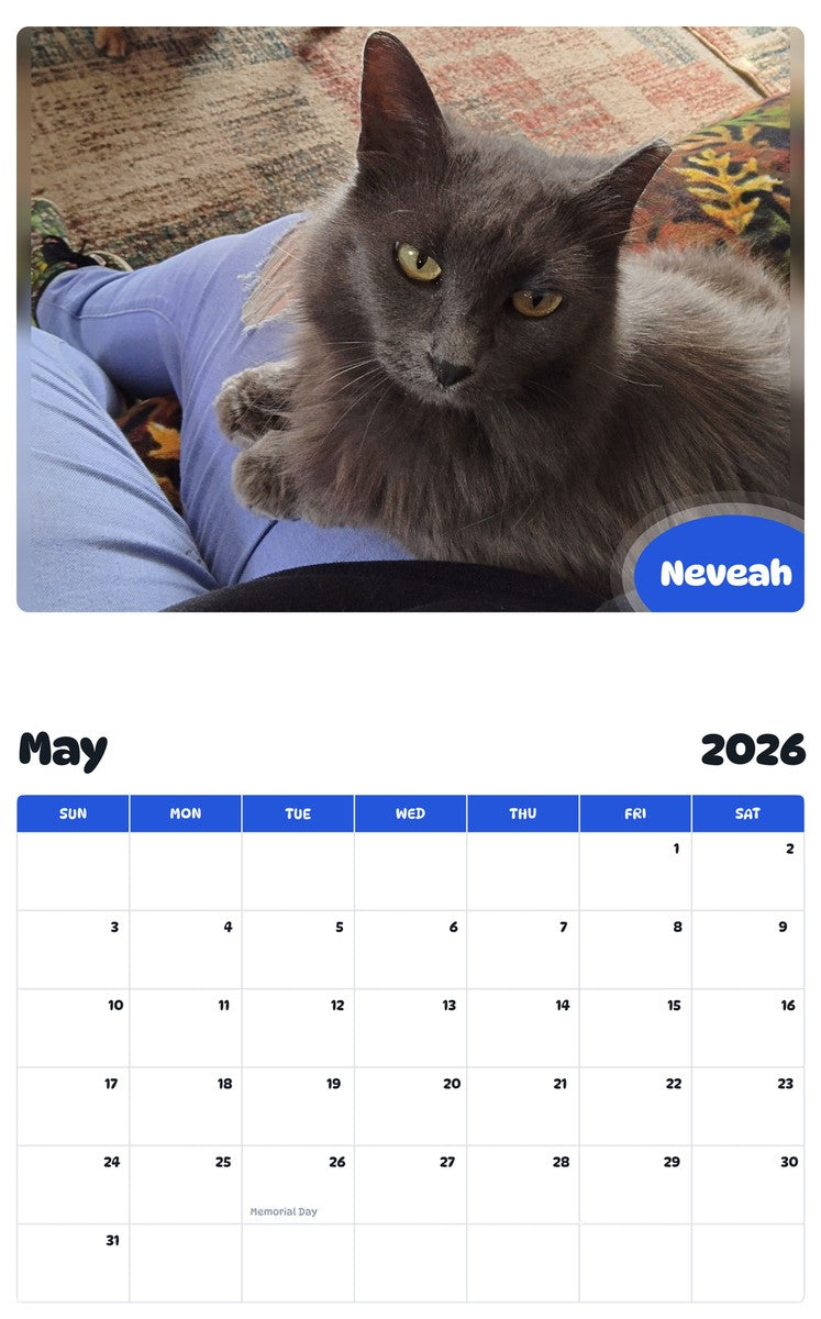 2026 - 2027 Neveah - Pawidols Pet Calendar