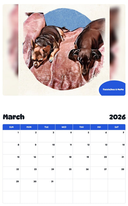November 2025 - October 2026 TazzieDee & MeMe - Pawidols Pet Calendar